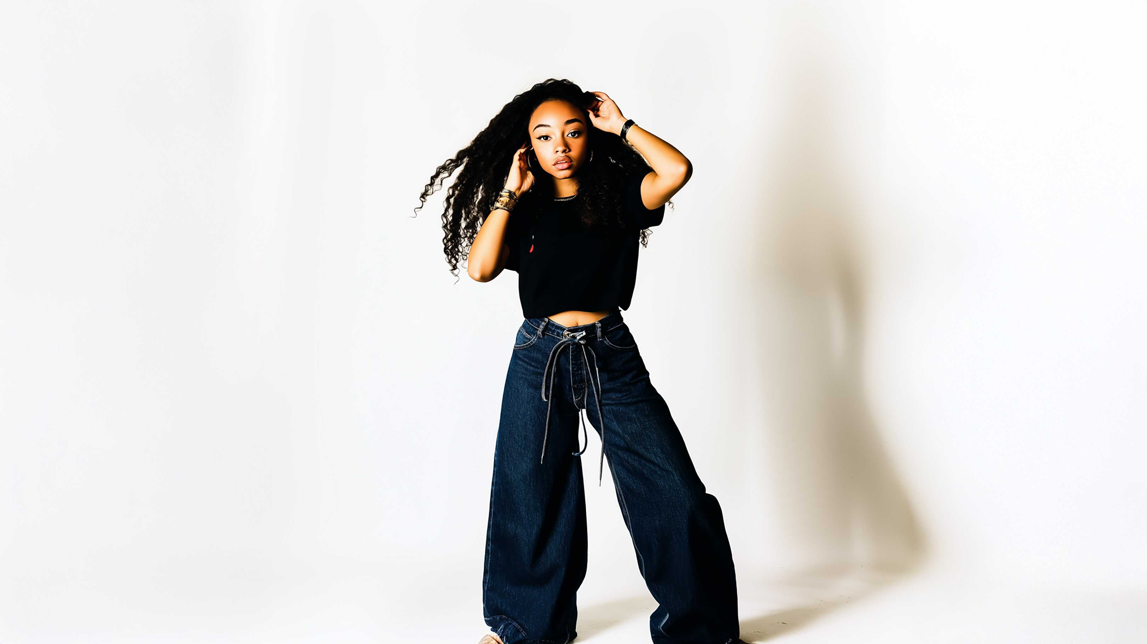 Black Wide-Leg Denim Jeans