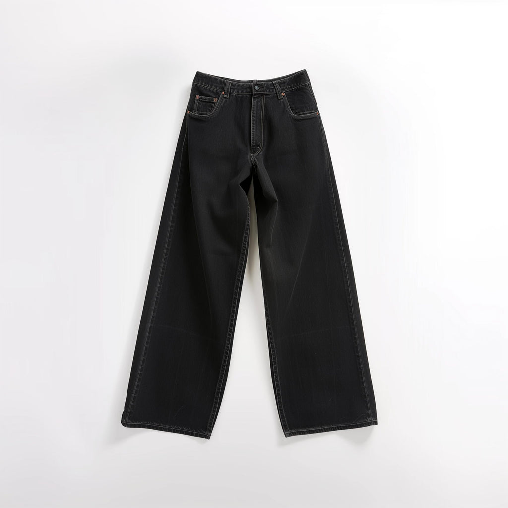 Black Wide-Leg Denim Jeans