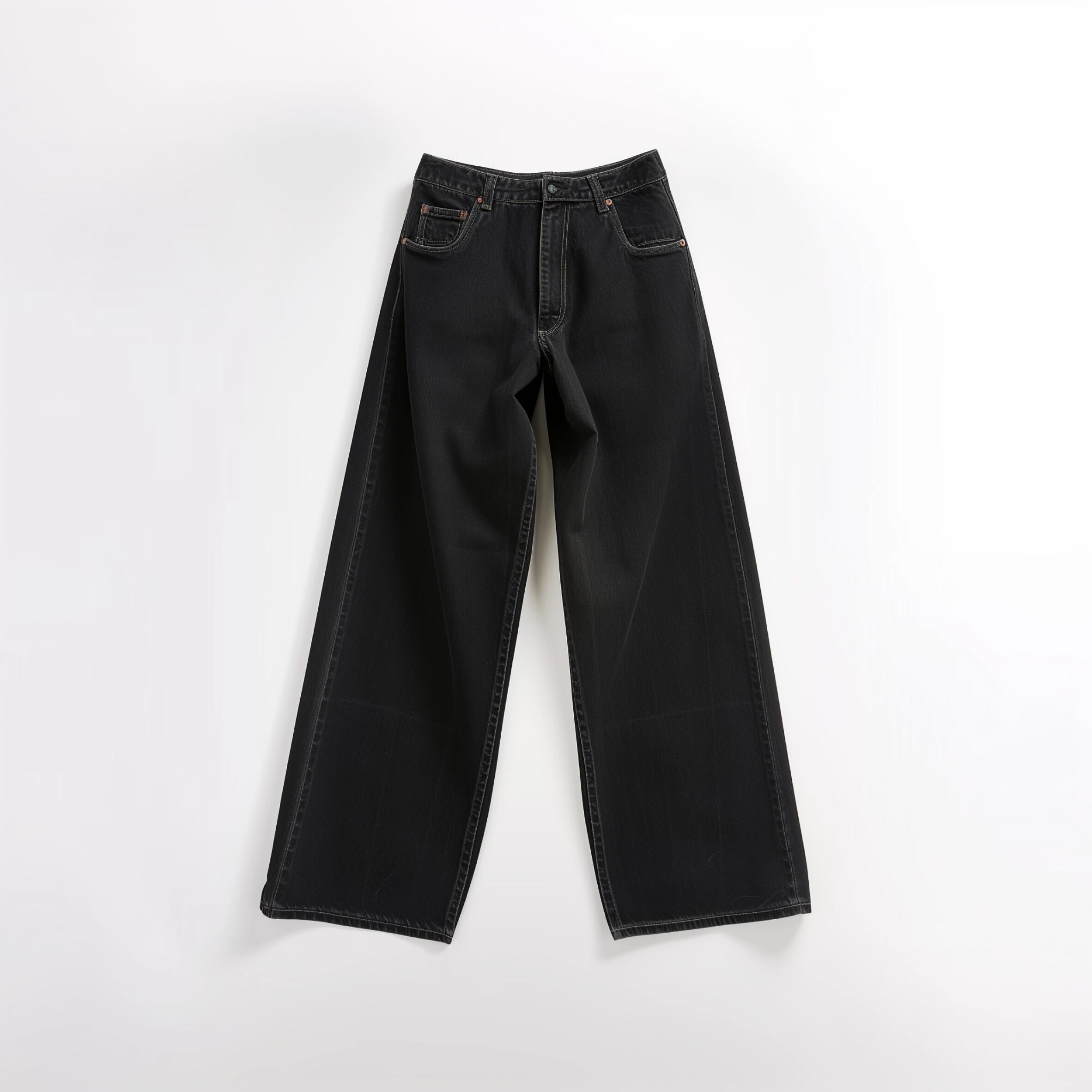 Black Wide-Leg Denim Jeans