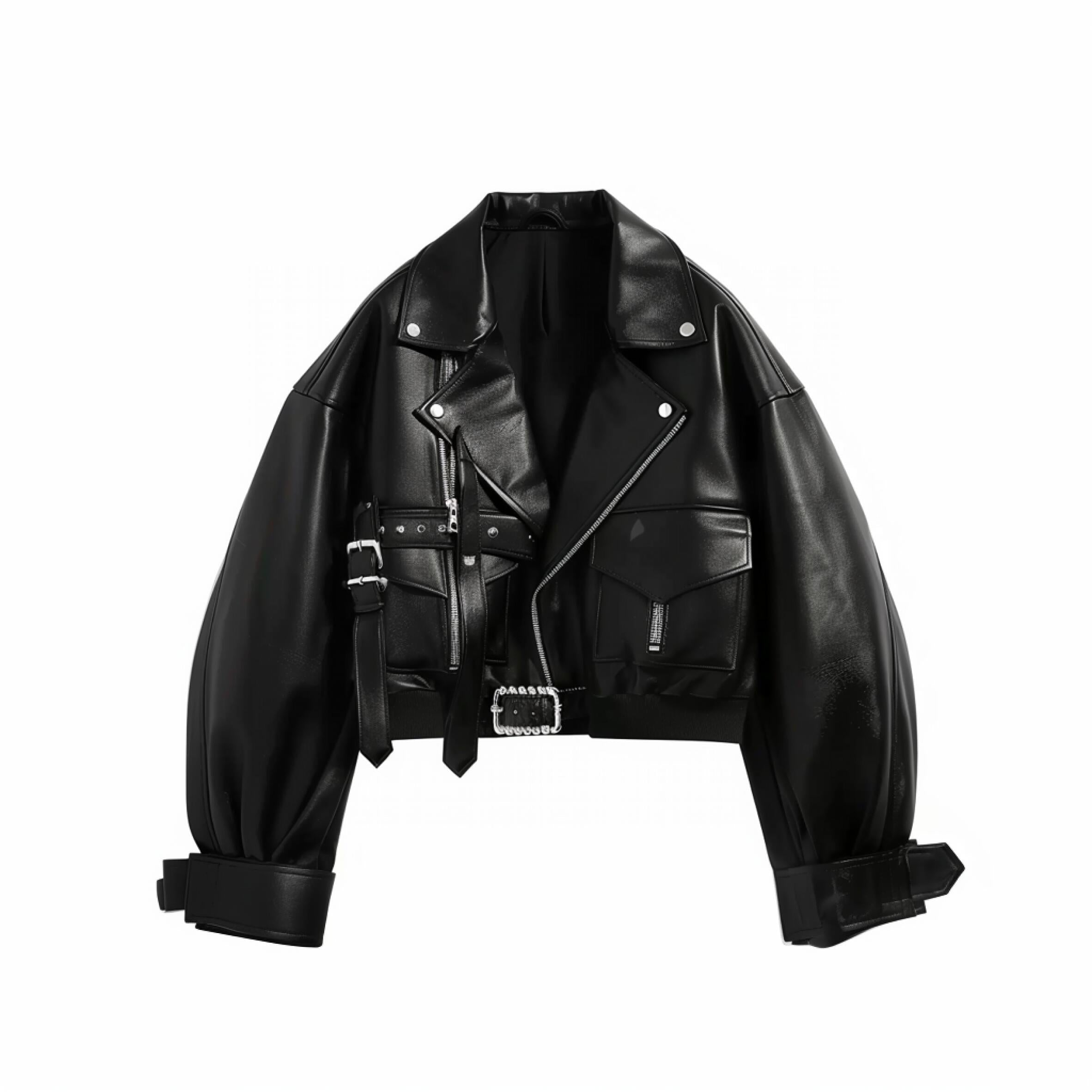 Black Cropped Moto Leather Jacket